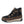 Black and brown ankle boot with side zipper and houndstooth collar detail