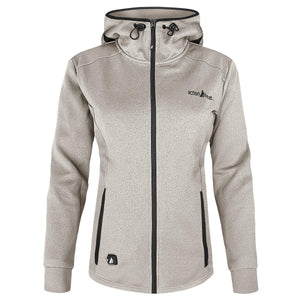 ActionHeat women softshell hooded jacket in heather grey with black zipper and trim