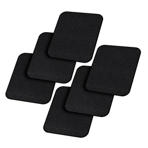 Five black ActionHeat rectangular heating pads arranged in a cluster
