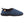 Blue and black knit slip on slipper with black sole and heel toggle