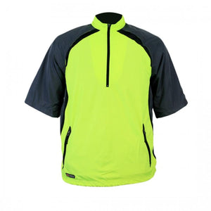 Mobile Warming neon yellow and grey short sleeve quarter zip pullover