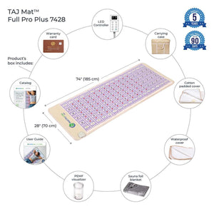 HealthyLine TAJ Mat Full Pro Plus 7428 with included accessories and dimensions