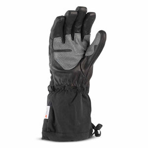 509 black leather glove with grey textured palm and extended gauntlet cuff