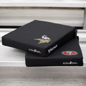ActionHeat heated stadium seat cushions with Minnesota Vikings and San Francisco 49ers logos