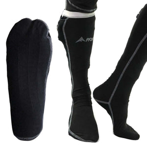 Black FNDN heated socks with battery pocket and grey stitching