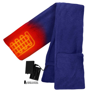 ActionHeat blue fleece scarf with internal heating element and battery pack