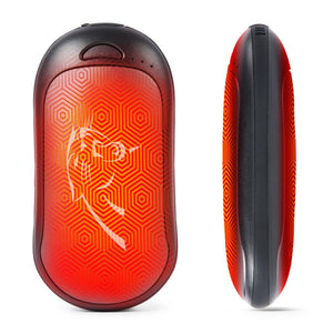 ActionHeat rechargeable hand warmer with red and black hexagonal pattern