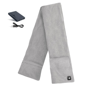 ActionHeat grey fleece heated scarf with power bank and charging cable