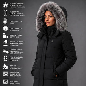 ActionHeat Pro Series+ Bluetooth Women's Long Puffer Heated Jacket
