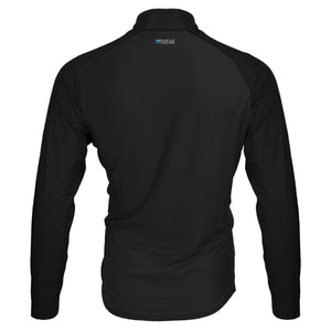 Back view of black Mobile Cooling long sleeve quarter zip shirt