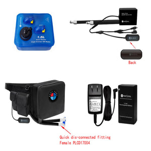 Fast Cool personal ice cooling system components including bladder, pump, battery, and charger