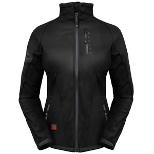 Aheata black softshell heated jacket with front zipper and chest pocket