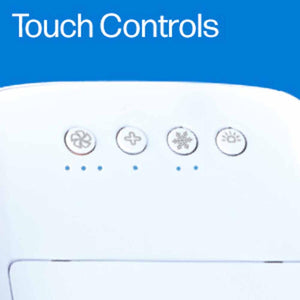 Ontel touch control panel with fan speed, plus, snowflake, and light icons