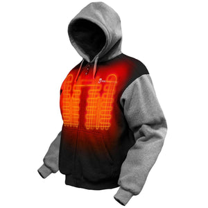 Gerbing grey and black heated hoodie with visible glowing heating elements