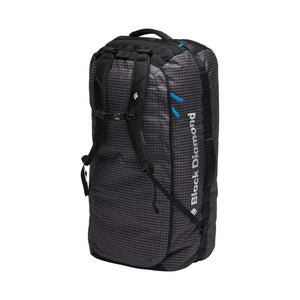 Black Diamond black and grey patterned duffel bag with backpack straps