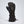 Black leather and fabric winter glove with adjustable wrist strap
