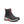 Muck black ankle boot with front zipper closure and grey and red sole