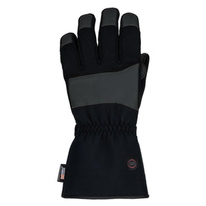 Mobile Warming black heated glove with power button on wrist