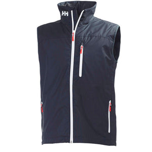 Helly Hansen navy blue vest with white zippers and HH logo on collar