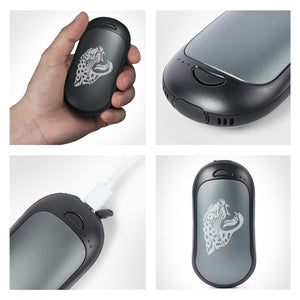 ActionHeat hand warmer showing charging port and power indicator lights