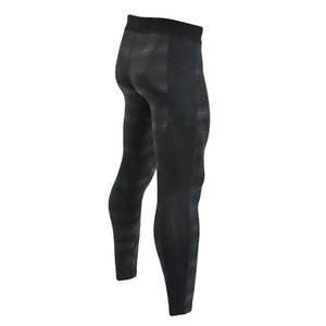 Black compression leggings with textured pattern and side pockets