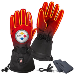ActionHeat Pittsburgh Steelers heated gloves with battery packs and charging cable