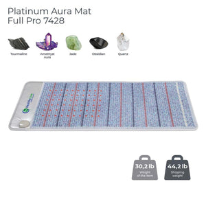 HealthyLine Platinum Aura Mat Full Pro 7428 with tourmaline amethyst jade obsidian and quartz gemstones