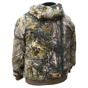 Back view of a DeWalt hooded sweatshirt in a camouflage print