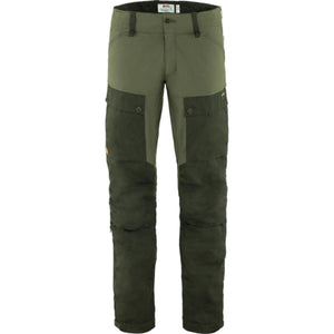FjallRaven green trekking trousers with reinforced knees and cargo pockets