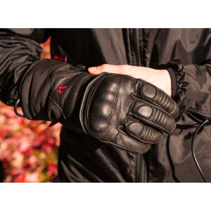 Gerbing black leather motorcycle glove with knuckle protection