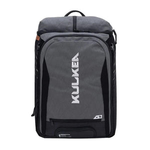 Kulkea grey and black backpack with top loading compartment and vertical logo