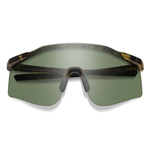 Smith sport sunglasses with green shield lens and tortoise shell frame accents