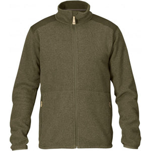 Fjallraven olive green fleece jacket with full zip and shoulder reinforcements