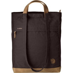 FjallRaven dark brown tote bag with leather handles and base
