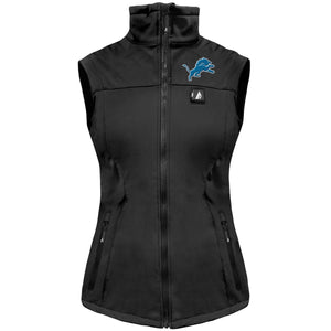 ActionHeat black Detroit Lions heated vest with front zipper and logo
