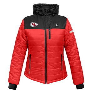 ActionHeat Kansas City Chiefs red and black hooded puffer jacket with team logo