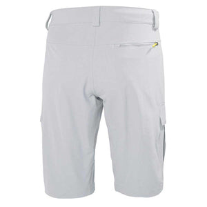 Back view of Helly Hansen light grey cargo shorts with a zippered back pocket