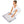 Woman kneeling and touching a folded HealthyLine heating mat