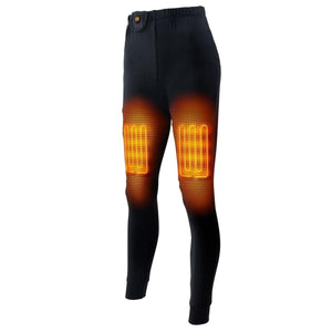Gobi Heat black heated leggings with glowing orange heating elements on the thighs