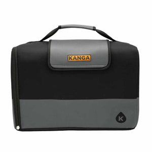 Kanga Coolers black and grey insulated cooler bag with top handle and Kanga logo patch