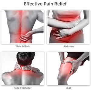 UTK Technology diagram showing pain relief areas for waist back abdomen neck shoulder and legs