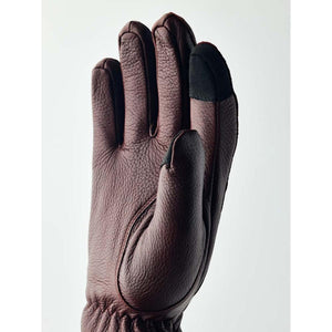 Hestra brown leather glove with black fingertip details