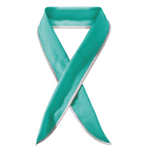 AlphaCool teal cooling neck wrap with white stitched edges