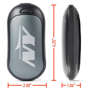 ActionHeat hand warmer dimensions showing 4.25 inch height 2.08 inch width and 1.06 inch depth