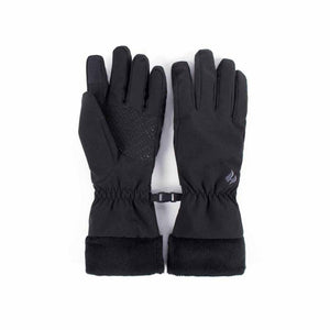 Heat Holders black winter gloves with textured palms and faux fur cuffs