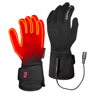 Gerbing heated gloves with visible internal heating elements and power cable