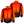 Front and back view of a black heated jacket with glowing orange heating elements visible