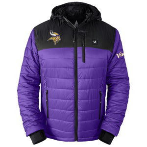 ActionHeat Minnesota Vikings purple and black hooded puffer jacket