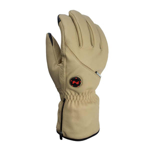 Fieldsheer tan leather heated glove with side zipper and power button