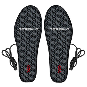 Gerbing heated shoe insoles with black patterned surface and power cables